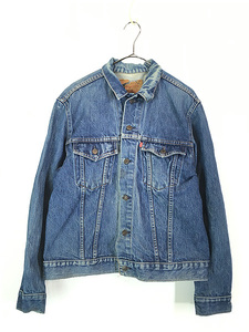 古着 90s Canada製 Levi's 75505 4thタイプ ハンド ペイント ブルー デニム トラッカー ジャケット Gジャン 42R