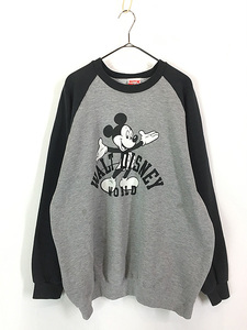 古着 90s USA製 Disney Mickey ミッキー BIG プリント スウェット トレーナー XXL 古着