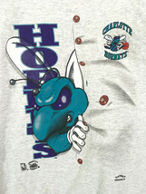 古着 90s USA製 NBA Charlotte Hornets ホーネッツ だまし絵 グラフィック スウェット トレーナー XL 古着_画像2