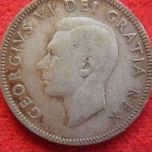 ★世界の銀貨 CANADA (GEORGIVS VI) 25 CENTS 1949- (.800 silver) 外径約23.55㎜ 量目約5.70g 中古並品～の画像4