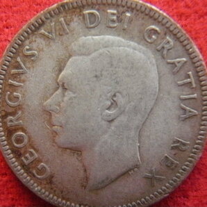 ★世界の銀貨 CANADA (GEORGIVS VI) 25 CENTS 1949- (.800 silver) 外径約23.55㎜ 量目約5.70g 中古並品～の画像5