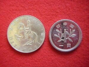 ★世界の銀貨　OSTERREICH (AUSTRIA) 5 SCHILLING 1960- (.640 silver)　外径約23.5㎜　量目約5.20g　中古並品～