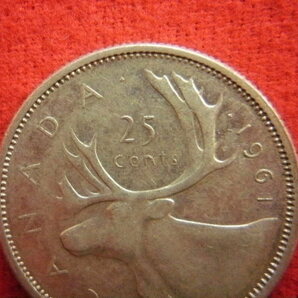 ★世界の銀貨 CANADA (ELIZABETH II) 25 CENTS 1961- (.800 silver) 外径約23.9㎜ 量目約5.79g 中古並品～の画像7