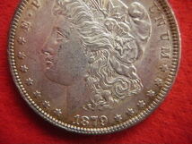 ☆世界の銀貨 UNITED STATES ( MORGAN ) ONE DOLLAR 1879- (90% silver)　外径約38.05㎜　量目約26.72g　中古並美品～_画像4