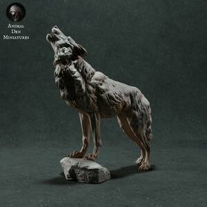 Animal Den Anml-221107 Iberian Wolf Howl 1/35 ウルフ 狼 3Dプリント ミニチュア D＆D TRPG アニマルフィギュア