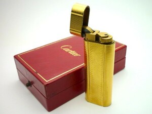 1000円スタート ガスライター Cartier カルティエ オーバル 楕円形 20MC ゴールド ローラー 着火確認済み 箱付 喫煙グッズ 雑貨 1 R706