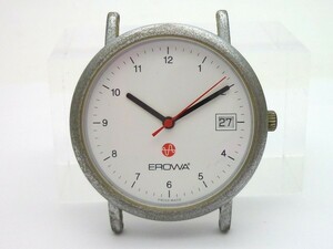 1000円スタート 腕時計 フェイスのみ EROWA エロワ AUTOMATIC AT 自動巻 21石 裏スケ ホワイト文字盤 デイト メンズ スイス製 1 T709