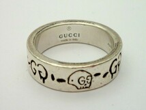 1000円スタート リング GUCCI グッチ ゴースト Ag925 9刻印有 約9号 総重量約4.9g シルバー SILVER スカル アクセサリー 指輪 WHO U720_画像1