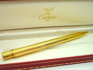 1000円スタート ボールペン must de Cartier マスト ドゥ カルティエ ゴールド ツイスト式 ケース/付属品有 文房具 筆記用具 2 U704