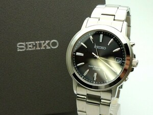 1000円スタート 腕時計 SEIKO セイコー スピリット 7B52-0AF0 電波ソーラー SOLAR ブラック文字盤 シルバー 10M 箱付 メンズ KSM T708