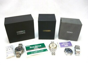 1000円スタート 腕時計まとめ 3点 SEIKO クロノグラフ 7T32-6G30/7T92-0CA0/CITIZEN エコドライブ H415-S033039 [12] S①904