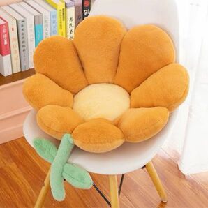 お花のクッション 62×65cm ソファ 座椅子 ペット用にも オレンジ