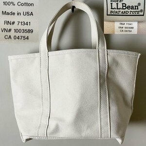 ★【激レア 名作 USA製】名作 L.L.Bean LLビーン 308116 ソリッド ボート アンドトート アイボリー キャンバス トートバッグ Mサイズ USED