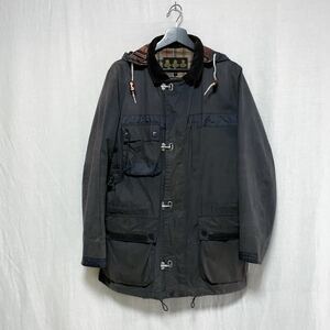 希少 BARBOUR MASTHEAD バブアー ワックスコットン オイルドジャケット M ネイビー ファイヤーマン フック