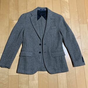 【美品】ラルフローレン Ralph Lauren 《極上ウール×ツイード生地》襟裏シルク100% テーラード ジャケット ヘリボーン メンズ L位