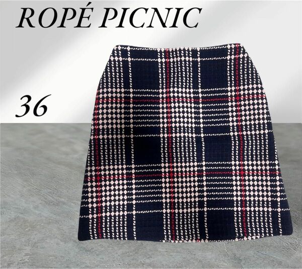 【ROP PICNIC】ウール混 チェック 台形スカート