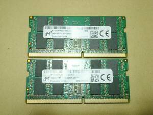 Micron SO-DIMM MTA16ATF2G64HZ-2G3E1 PC4-2400T (16GB×2枚) 計32GB ノート用