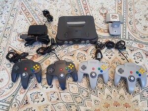 任天堂64 Nintendo64 本体一式　コントローラー　４個　スマブラ　64GBパック　おまけ付き　通電可　送料無料