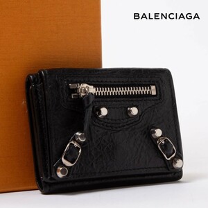 ★極美品★BALENCIAGA バレンシアガ クラシック 三つ折り財布 コンパクトウォレット ブラック メンズ レディース57-8