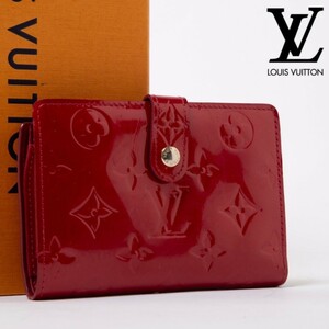 LOUIS VUITTON ルイヴィトン ヴェルニ ポルトフォイユ ヴィエノワ 二つ折り財布 コンパクトウォレット がま口 レッド系　14-770-1