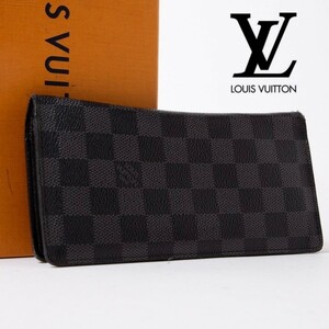 LOUIS VUITTON ルイヴィトン・ダミエ ポルトフォイユ・ブラザ 二つ折り財布 長財布 ロングウォレット メンズ ブラックノワールN62665エ1-10