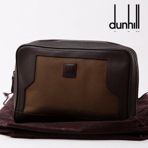 dunhill ダンヒル セカンドバッグ クラッチバッグ モートリティーズ シボ革 シュリンクレザー ブラウンメンズ ロゴ 14-902-3