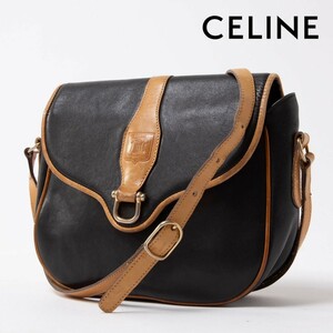 ★CELINE セリーヌ バイカラーブルゾン ショルダーバッグ クロスボディ 斜め掛け ブラック ゴールド金具 メンズ レディース　57