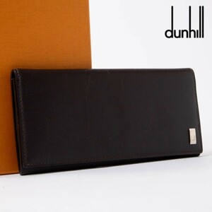 ★極美品★dunhill ダンヒル 長財布 二つ折り財布 ロングウォレット レザー 本革 ブラック シルバーロゴ メンズ ユニセックス　68-06