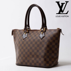 ★美品★LOUIS VUITTON ルイヴィトン ダミエ サレヤPM N51183 トート ショルダーバッグ レザー ブラウン系 ゴールド金具 レディース　717-6