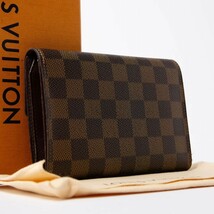 ★1円スタート★LOUIS VUITTON ルィヴィトン ポルトトレゾール エテュイ パピエ 三つ折り財布 ダミエ エベ N61202 SP0036/764-7 _画像2