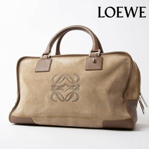 ★1円スタート★LOEWE ロエベ ハンドバッグ アマソナ28 スエード×レザー ベージュ系×ブラウン　38-1