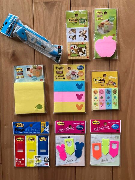 Post-it (3M) ポストイットディズニー強粘着　8ケ・修正テープ 1ケ・計9点　4200円相当