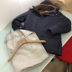 ブルネロクチネリ BRUNELLO CUCINELLI ジャケット コート ネイビー 紺色 ナイロン カバーハンガー付 イタリア製 ライニング毛皮 サイズ46