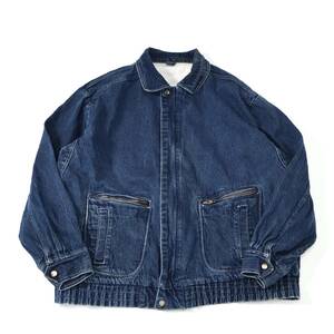 [XL程度] 90s Vintage デザイン デニム ジャケット ブルー Korea製 Gジャン ブルゾン フライト ビンテージ 80s 70s 60s