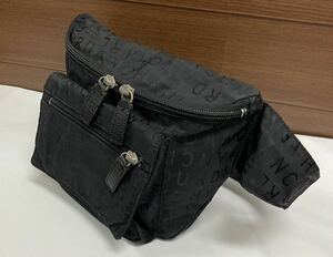 CHARLES JOURDAN Charles Jourdan! belt bag body bag waist bag black black nylon total pattern light weight walking travel 