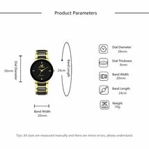 メンズ腕時計 ゴールドブラック ビジネス カジュアル クォーツ メタルバンド アナログ 3針 ブラック文字盤 新品未使用 送料無料 かっこいい_画像3