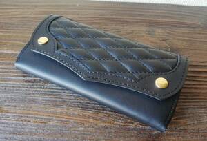  cow leather nme black putty donew Tracker wallet sample S04 diamond stitch 