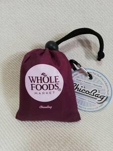 ホールフーズマーケット 折りたたみ エコバッグ ベリー 紫 カラビナフック付 トートバッグ WHOLE FOODS MARKET アウトドア キャンプ