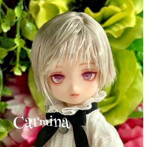 【Carmina】カスタムヘッド　ピュアニーモ用ヘッド　ホワイト　サイド分け　髪色シルバー