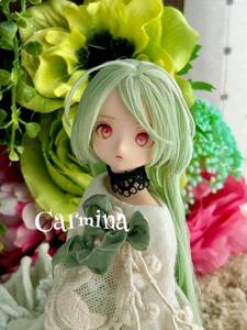 【Carmina】カスタムヘッド　ピュアニーモ用ヘッド2 ホワイト　髪色パステルグリーン