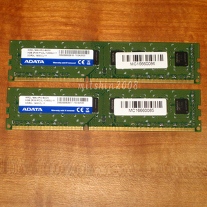 合計16GB(8GB×2枚) 低電圧対応 ADATA PC3L-12800U(DDR3L-1600) 2Rx8 DIMM 240pin 動作確認済 クリックポストなら送料185円[No.834]