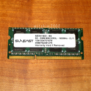 8GB SUNEAST/Hynix SE3N1600-8G PC3L-12800S(DDR3L-1600) 低電圧対応 SO-DIMM 204pin 動作確認済 クリックポストなら送料185円 [No.839]