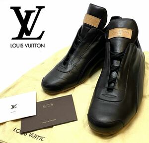 展示品 未使用 LOUIS VUITTON レザーローカットスニーカー ルイヴィトン レザーシューズ LVロゴ leather sneaker ダークブラウン 7 1/2