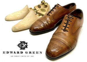 EDWARD GREEN メダリオン レザーシューズ エドワードグリーン ドレスshoes 革靴 セミブローグ パンチドキャップトゥ 606ラスト 5 1/2