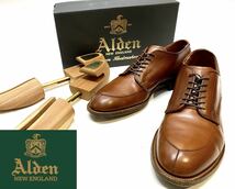 ALDEN 54420 Vチップ レザーシューズ モディファイラスト オールデン 革靴 ドレスshoes ビジネス 別注 カーフレザー 9AAA ブラウン_画像1