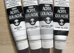  turner color [ acrylic fiber gouache 20ml] Monotone 4 color set [ used .]