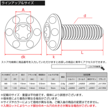 64チタン M6×15mm P1.0 ボタンボルト ホールヘッド T型 トルクス穴 チタンボルト ブラック JA1358_画像4