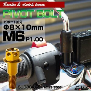 ブレーキ＆クラッチレバー取付 ピボットボルト フラワーヘッド Φ8×10mm M6×13mm P=1.00 ゴールド SUSステンレス TH0531