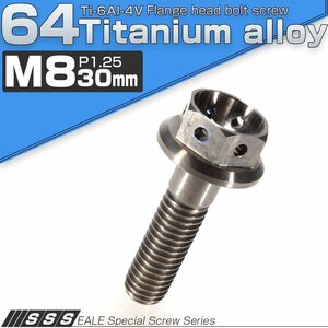 64チタンボルト M8×30mm P1.25 ホールヘッド 六角ボルト フランジ付き六角ボルト チタン原色 Ti6Al-4V JA139