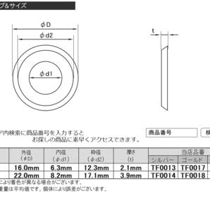 SUS304 M8 デザインワッシャー 外径22mm ボルト座面枠付き フジツボ型 ステンレス製 焼きチタン色 TF0022の画像5